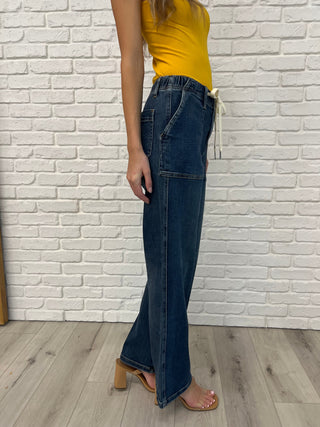 Judy Blue Melanie High Rise Drawstring Wide Leg Jeans - Exclusive