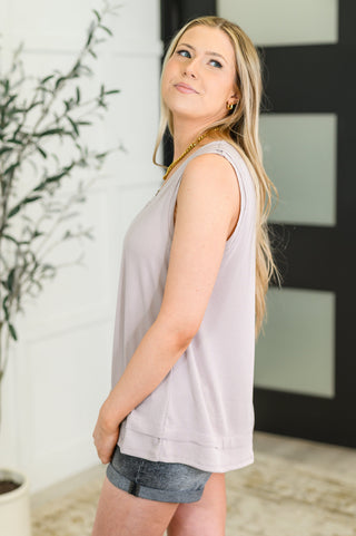 Andree By Unit Mellow Muse Relaxed Knit Tank in Pearl Grey