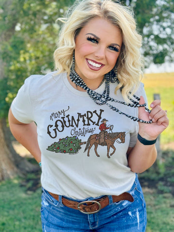 Texas True Threads Merry Country Christmas Tee-Tees-Sunshine and Wine Boutique