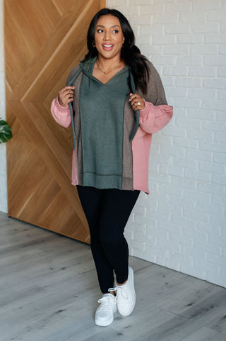 7th Ray Message Me Back Color Block Hoodie