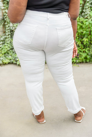 Judy Blue Mid-Rise Boyfriend Destroyed White Jeans - Exclusive