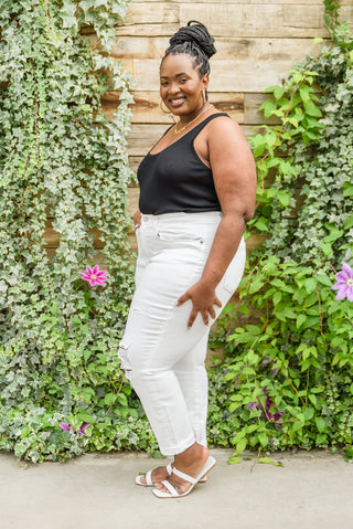 Judy Blue Mid-Rise Boyfriend Destroyed White Jeans - Exclusive