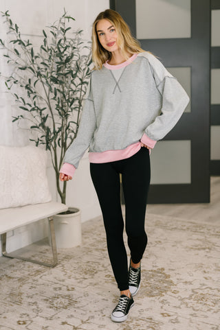 7th Ray Midnight Cravings Trim Accent Pullover in Grey