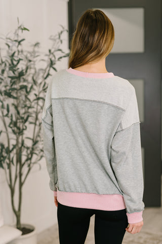 7th Ray Midnight Cravings Trim Accent Pullover in Grey