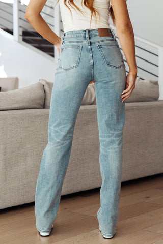 Judy Blue Miranda High Rise Plaid Cuff Vintage Straight Jeans - Exclusive