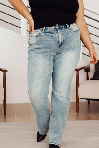 Judy Blue Miranda High Rise Plaid Cuff Vintage Straight Jeans - Exclusive