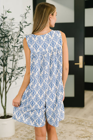 Haptics Miss Mischief V-Neck Romper in Blue