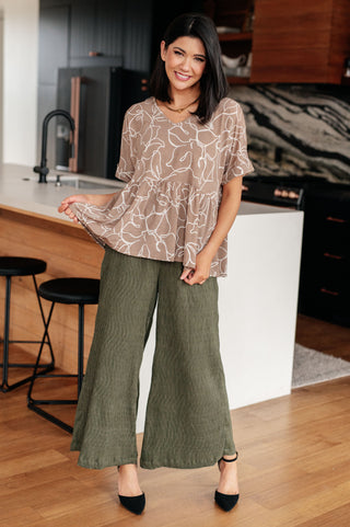Mittoshop Mocha Petals V-Neck Top