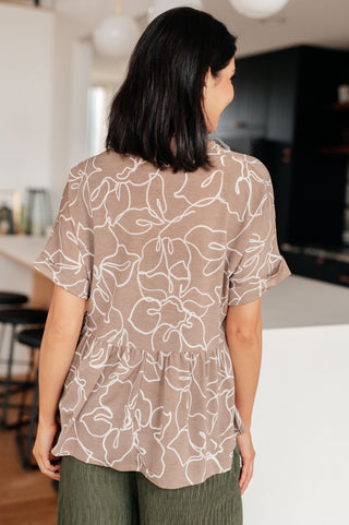 Mittoshop Mocha Petals V-Neck Top