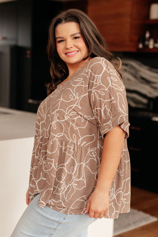 Mittoshop Mocha Petals V-Neck Top