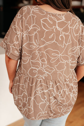 Mittoshop Mocha Petals V-Neck Top