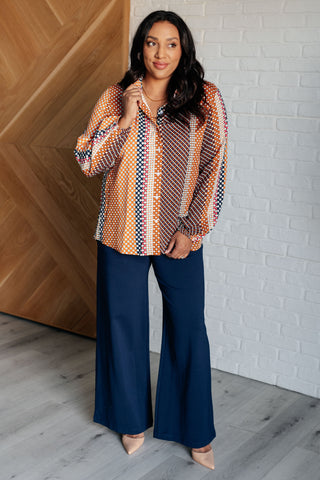 One Eleven North Moderately Mod Polka Dot Button Up Top