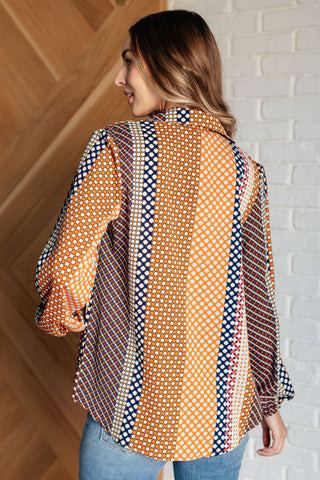 One Eleven North Moderately Mod Polka Dot Button Up Top