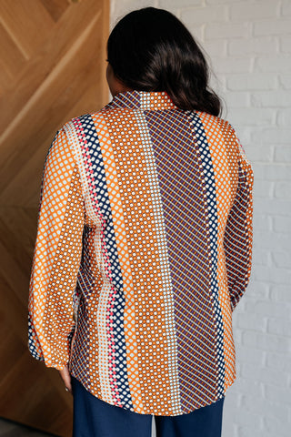One Eleven North Moderately Mod Polka Dot Button Up Top