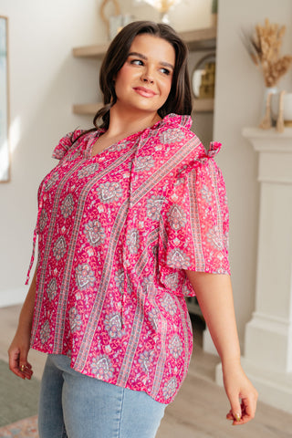 GeeGee Moments Like This V-Neck Bell Sleeve Blouse