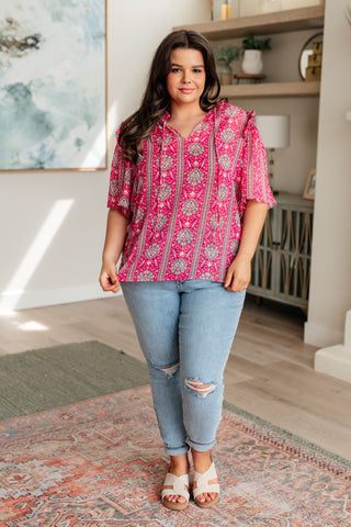 GeeGee Moments Like This V-Neck Bell Sleeve Blouse