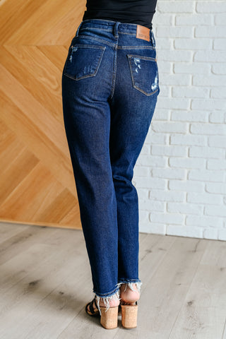 Judy Blue Montana High Rise Rigid Magic Distressed Straight Jeans - Exclusive