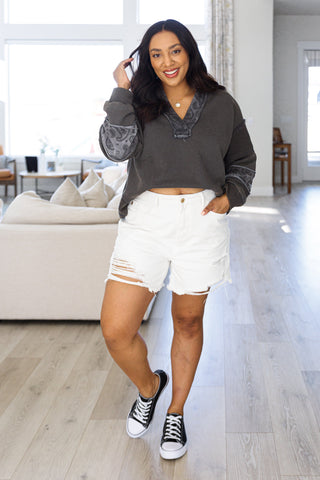 Very J Moonstone Mineral Wash Pullover