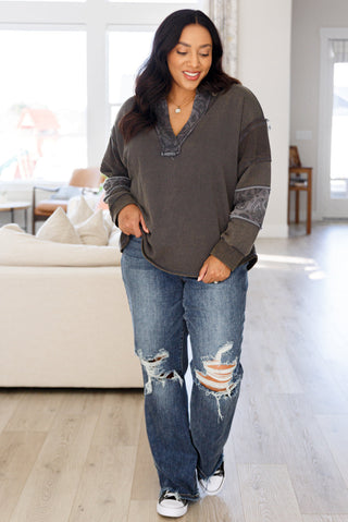 Very J Moonstone Mineral Wash Pullover