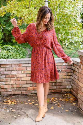 Jodifl Most Genuine Spotted Dress In Rust
