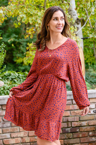 Jodifl Most Genuine Spotted Dress In Rust