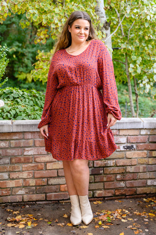 Jodifl Most Genuine Spotted Dress In Rust