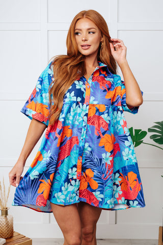 Fantastic Fawn Mother Nature's Recipes Collared Dress in Blue