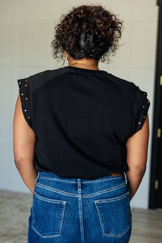 One Eleven North My Domain Studded Cap Sleeve Top