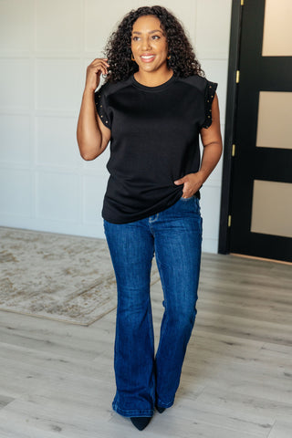 One Eleven North My Domain Studded Cap Sleeve Top