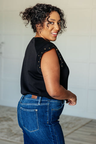 One Eleven North My Domain Studded Cap Sleeve Top