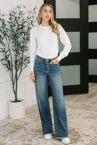 Zenana Necessary Closet Space Long Sleeve Top in White