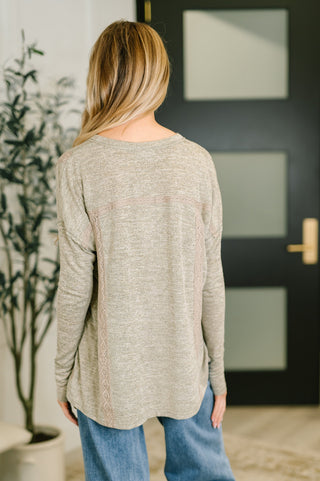 In Loom Never Been So Sure Lace Accent Henley Top in Taupe