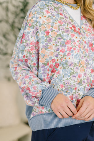 Haptics New Opportunities Drop Shoulder Floral Pullover