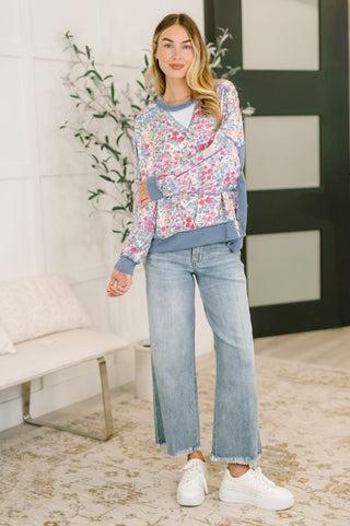 Haptics New Opportunities Drop Shoulder Floral Pullover
