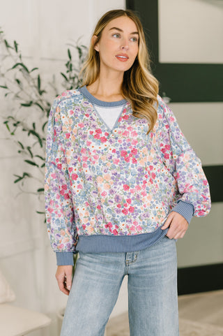 Haptics New Opportunities Drop Shoulder Floral Pullover