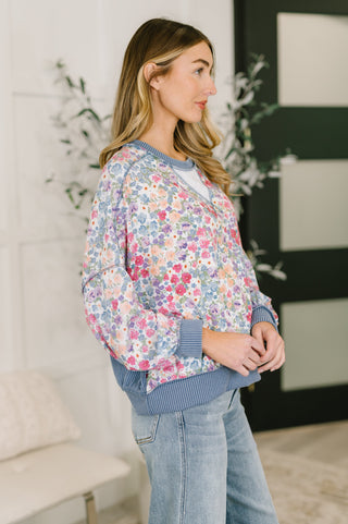 Haptics New Opportunities Drop Shoulder Floral Pullover