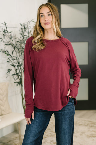 Zenana Nice to Each Other Raglan Sleeve Top in Cabernet