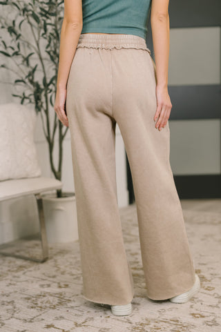Zenana Nights Like This High Waist Palazzo Sweats in Ash Mocha