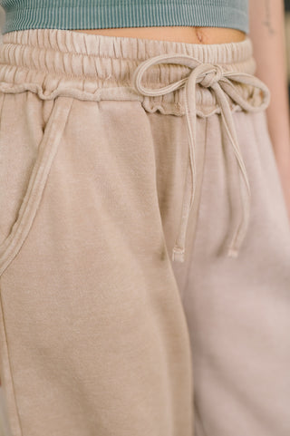 Zenana Nights Like This High Waist Palazzo Sweats in Ash Mocha