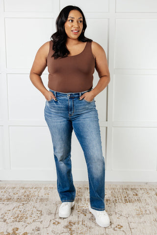 Judy Blue Nivea Vintage Wash Thermal Straight Jeans - Exclusive