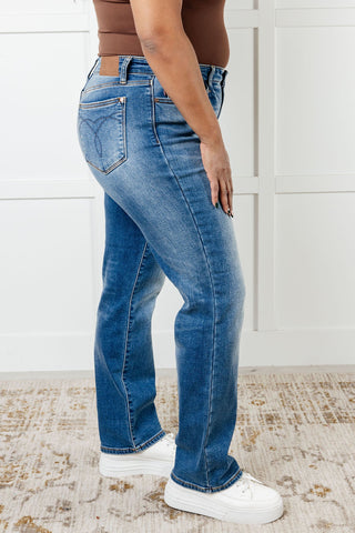 Judy Blue Nivea Vintage Wash Thermal Straight Jeans - Exclusive