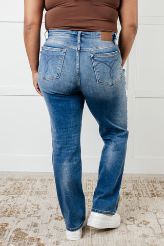 Judy Blue Nivea Vintage Wash Thermal Straight Jeans - Exclusive