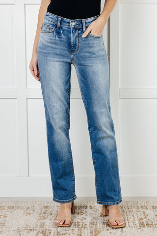 Judy Blue Nivea Vintage Wash Thermal Straight Jeans - Exclusive