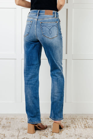 Judy Blue Nivea Vintage Wash Thermal Straight Jeans - Exclusive