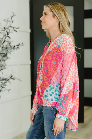 One Eleven North No Hesitation Mixed Print Blouse