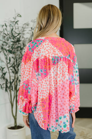 One Eleven North No Hesitation Mixed Print Blouse