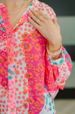 One Eleven North No Hesitation Mixed Print Blouse
