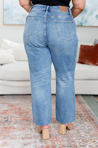 Judy Blue Nora High Rise Rigid Magic Destroy Slim Straight Jeans - Exclusive