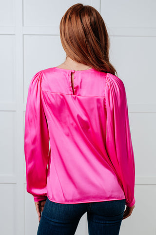 One Eleven North Not Exaggerating Satin Puff Sleeve Blouse