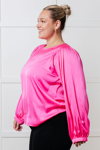 One Eleven North Not Exaggerating Satin Puff Sleeve Blouse